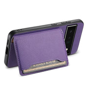 For Google Pixel 6 Pro Calf Texture Card Bag Design Full Coverage Phone Case(Purple)