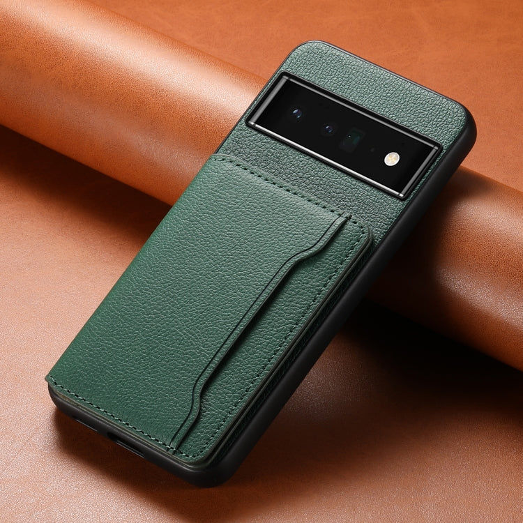 For Google Pixel 6 Pro Calf Texture Card Bag Design Full Coverage Phone Case(Green)