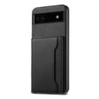 For Google Pixel 6a Calf Texture Card Bag Design Full Coverage Phone Case(Black) - Google Cases by PMC TechLife | Online Shopping South Africa | PMC TechLife | Buy Now Pay Later Mobicred