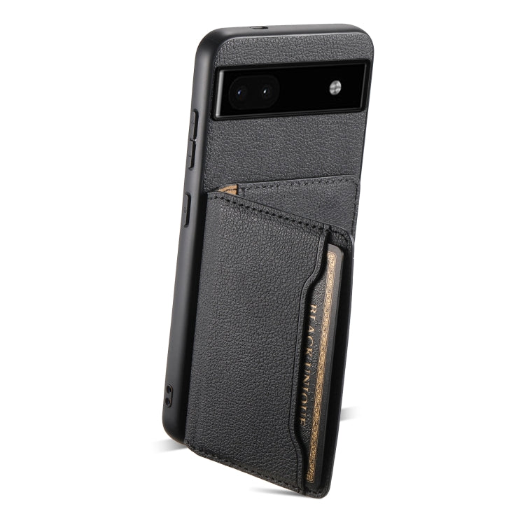 For Google Pixel 6a Calf Texture Card Bag Design Full Coverage Phone Case(Black)