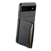 For Google Pixel 6a Calf Texture Card Bag Design Full Coverage Phone Case(Black)