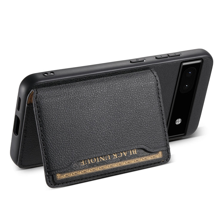 For Google Pixel 6a Calf Texture Card Bag Design Full Coverage Phone Case(Black)