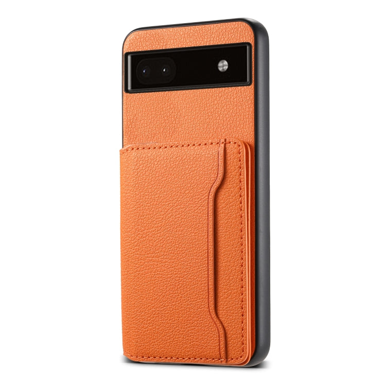 For Google Pixel 6a Calf Texture Card Bag Design Full Coverage Phone Case(Orange)