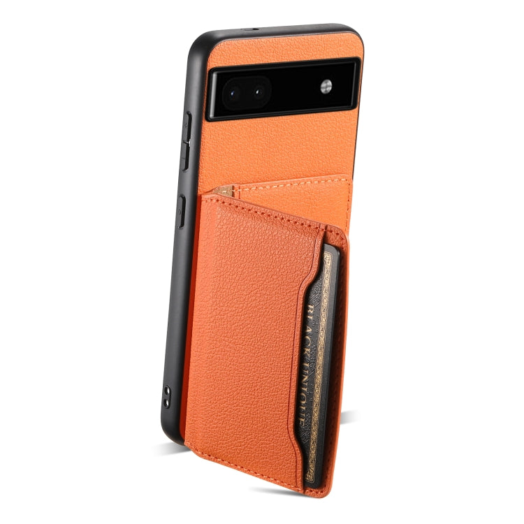 For Google Pixel 6a Calf Texture Card Bag Design Full Coverage Phone Case(Orange)