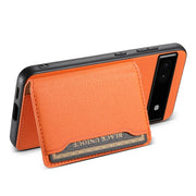For Google Pixel 6a Calf Texture Card Bag Design Full Coverage Phone Case(Orange)