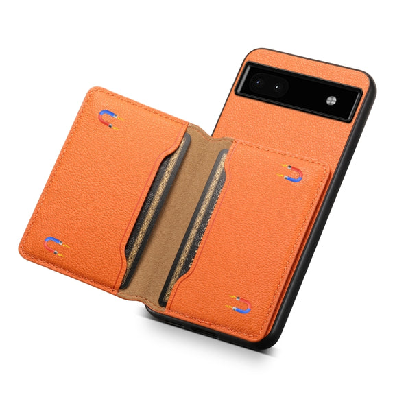 For Google Pixel 6a Calf Texture Card Bag Design Full Coverage Phone Case(Orange)