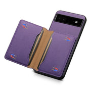 For Google Pixel 6a Calf Texture Card Bag Design Full Coverage Phone Case(Purple)