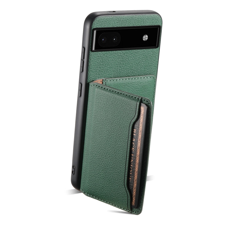 For Google Pixel 6a Calf Texture Card Bag Design Full Coverage Phone Case(Green)
