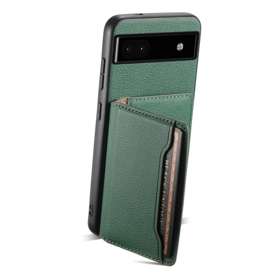 For Google Pixel 6a Calf Texture Card Bag Design Full Coverage Phone Case(Green)