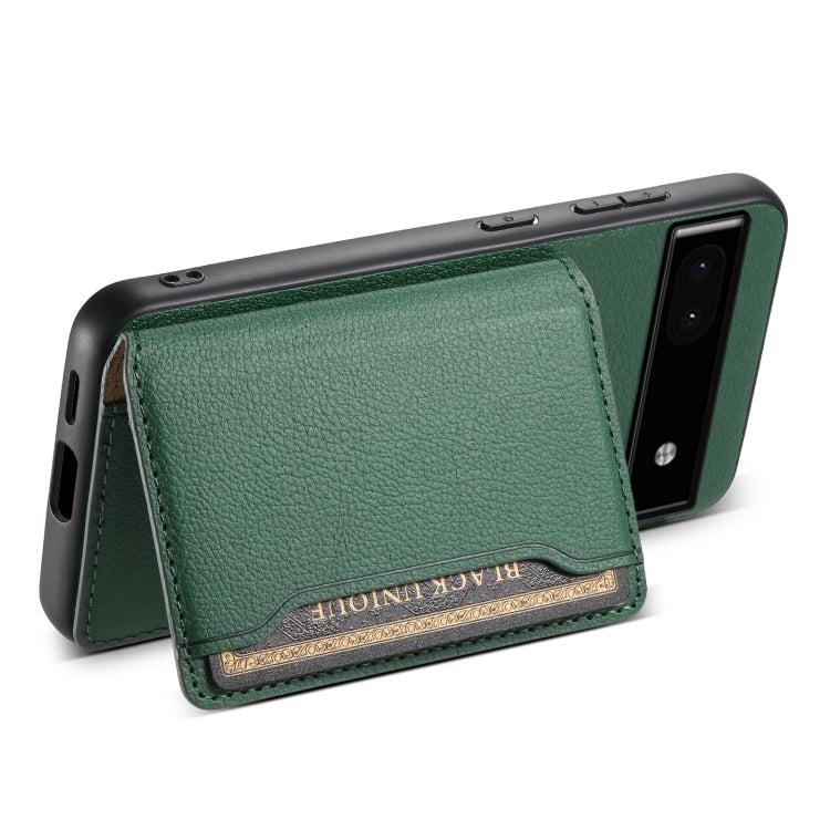 For Google Pixel 6a Calf Texture Card Bag Design Full Coverage Phone Case(Green)