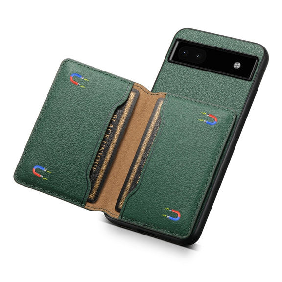For Google Pixel 6a Calf Texture Card Bag Design Full Coverage Phone Case(Green)