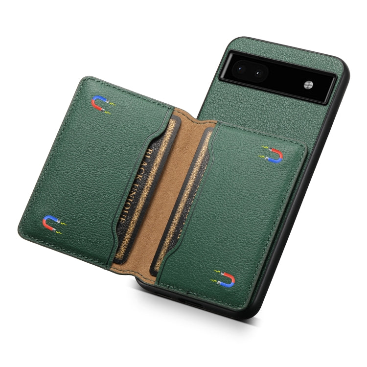 For Google Pixel 6a Calf Texture Card Bag Design Full Coverage Phone Case(Green)