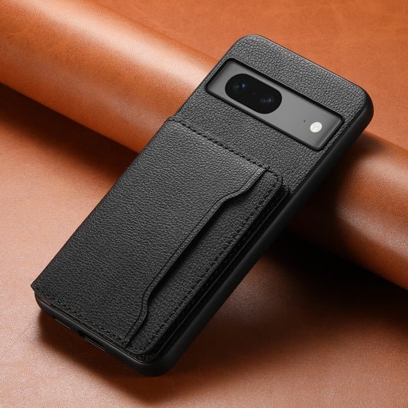 For Google Pixel 7 5G Calf Texture Card Bag Design Full Coverage Phone Case(Black)