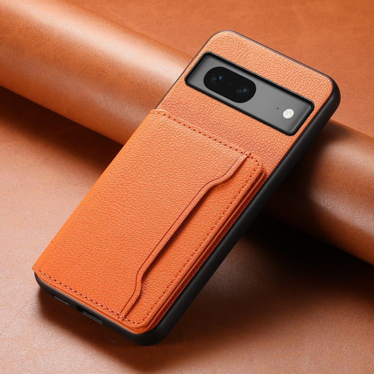 For Google Pixel 7 5G Calf Texture Card Bag Design Full Coverage Phone Case(Orange)