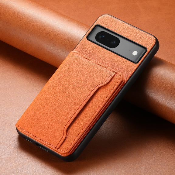 For Google Pixel 7 5G Calf Texture Card Bag Design Full Coverage Phone Case(Orange)