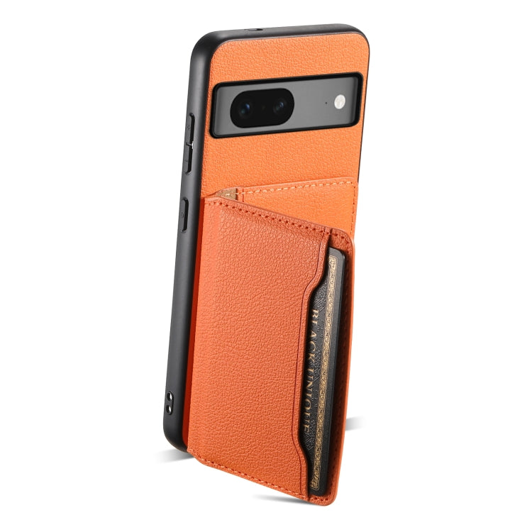 For Google Pixel 7 5G Calf Texture Card Bag Design Full Coverage Phone Case(Orange)