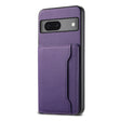 For Google Pixel 7 5G Calf Texture Card Bag Design Full Coverage Phone Case(Purple) - Google Cases by PMC TechLife | Online Shopping South Africa | PMC TechLife | Buy Now Pay Later Mobicred
