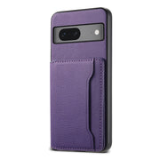 For Google Pixel 7 5G Calf Texture Card Bag Design Full Coverage Phone Case(Purple)