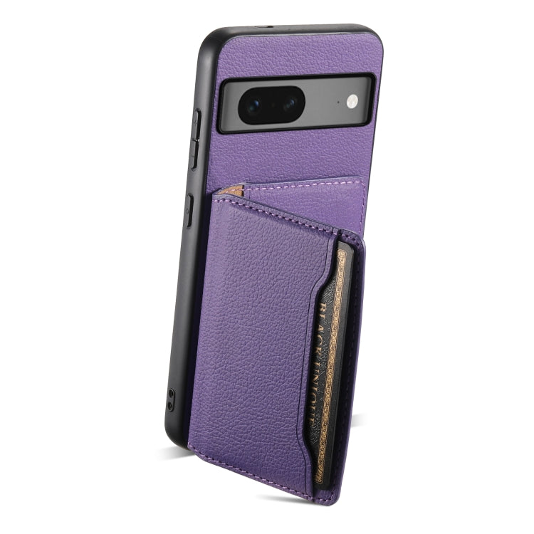 For Google Pixel 7 5G Calf Texture Card Bag Design Full Coverage Phone Case(Purple)