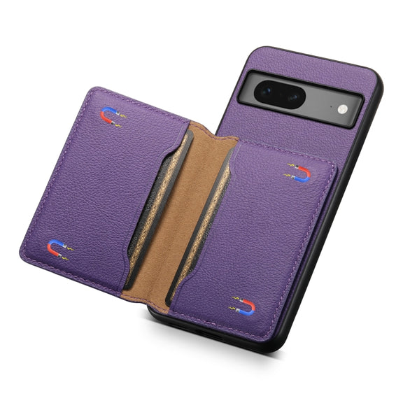 For Google Pixel 7 5G Calf Texture Card Bag Design Full Coverage Phone Case(Purple)