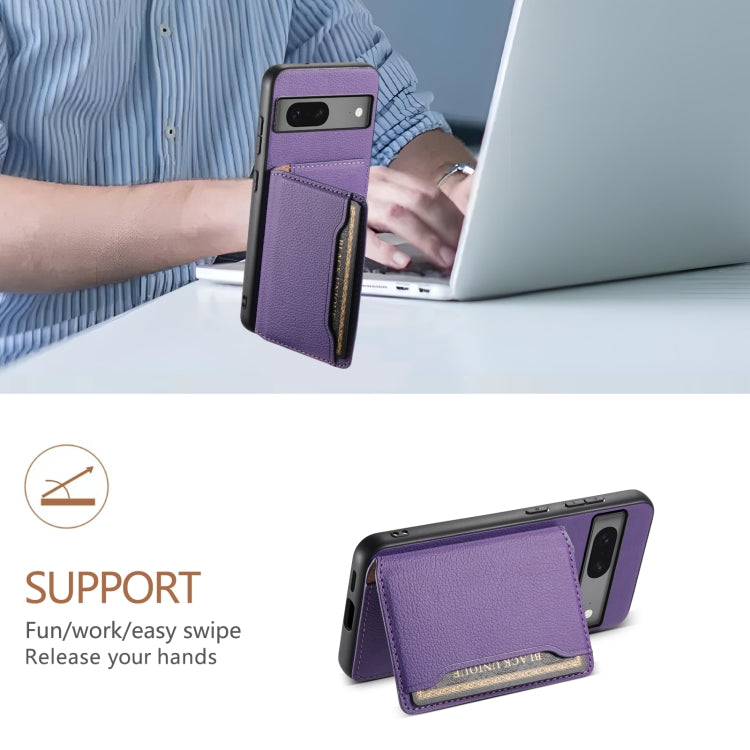 For Google Pixel 7 5G Calf Texture Card Bag Design Full Coverage Phone Case(Purple)