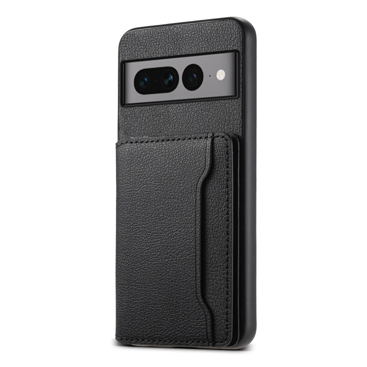 For Google Pixel 7 Pro 5G Calf Texture Card Bag Design Full Coverage Phone Case(Black)