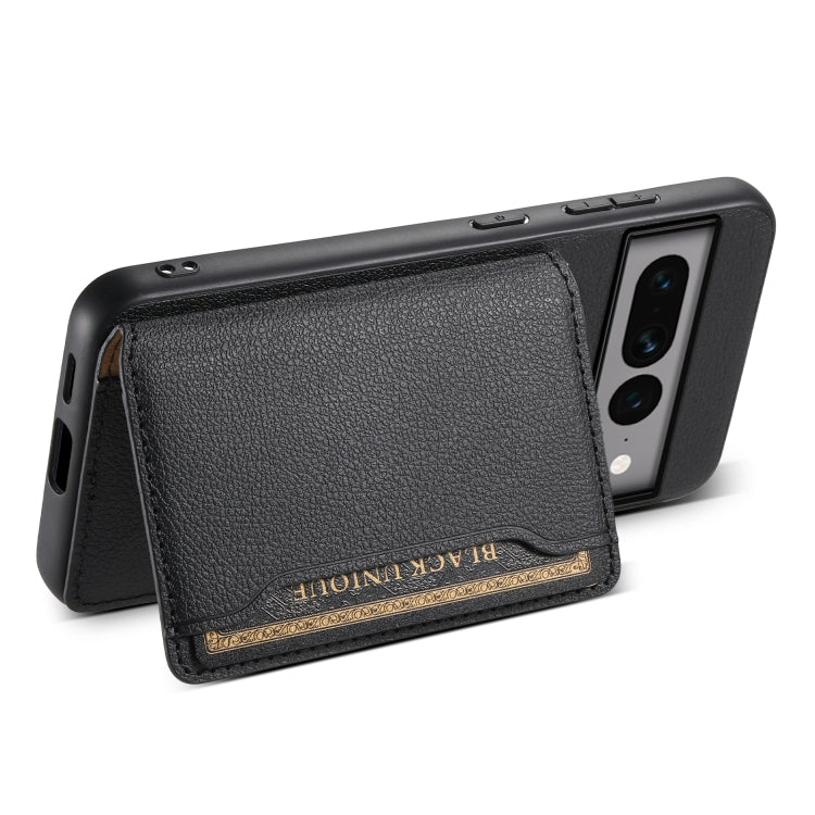 For Google Pixel 7 Pro 5G Calf Texture Card Bag Design Full Coverage Phone Case(Black)