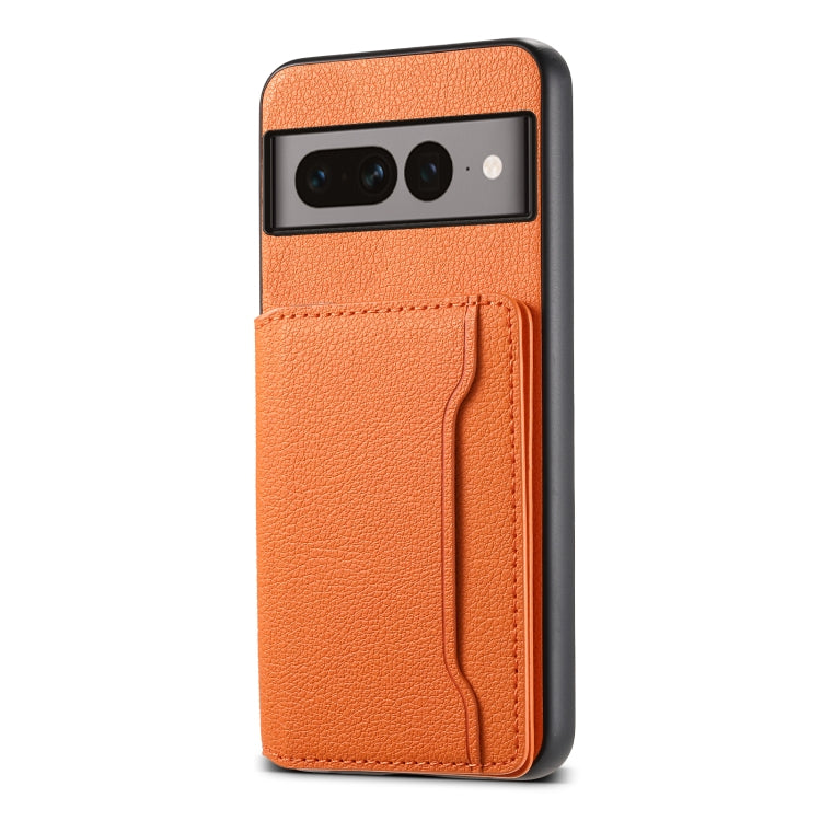 For Google Pixel 7 Pro 5G Calf Texture Card Bag Design Full Coverage Phone Case(Orange)