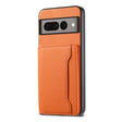 For Google Pixel 7 Pro 5G Calf Texture Card Bag Design Full Coverage Phone Case(Orange) - Google Cases by PMC TechLife | Online Shopping South Africa | PMC TechLife | Buy Now Pay Later Mobicred