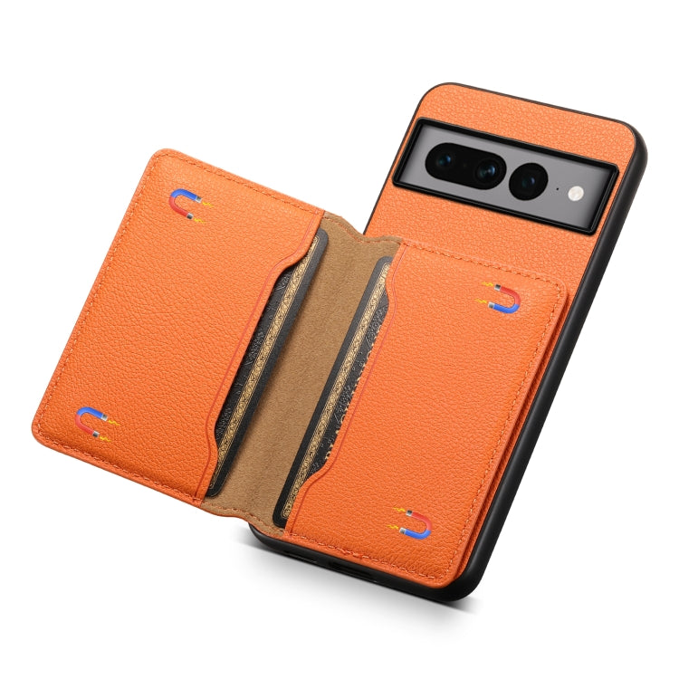 For Google Pixel 7 Pro 5G Calf Texture Card Bag Design Full Coverage Phone Case(Orange)