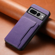 For Google Pixel 7 Pro 5G Calf Texture Card Bag Design Full Coverage Phone Case(Purple)