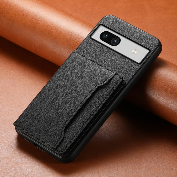 For Google Pixel 7a Calf Texture Card Bag Design Full Coverage Phone Case(Black)