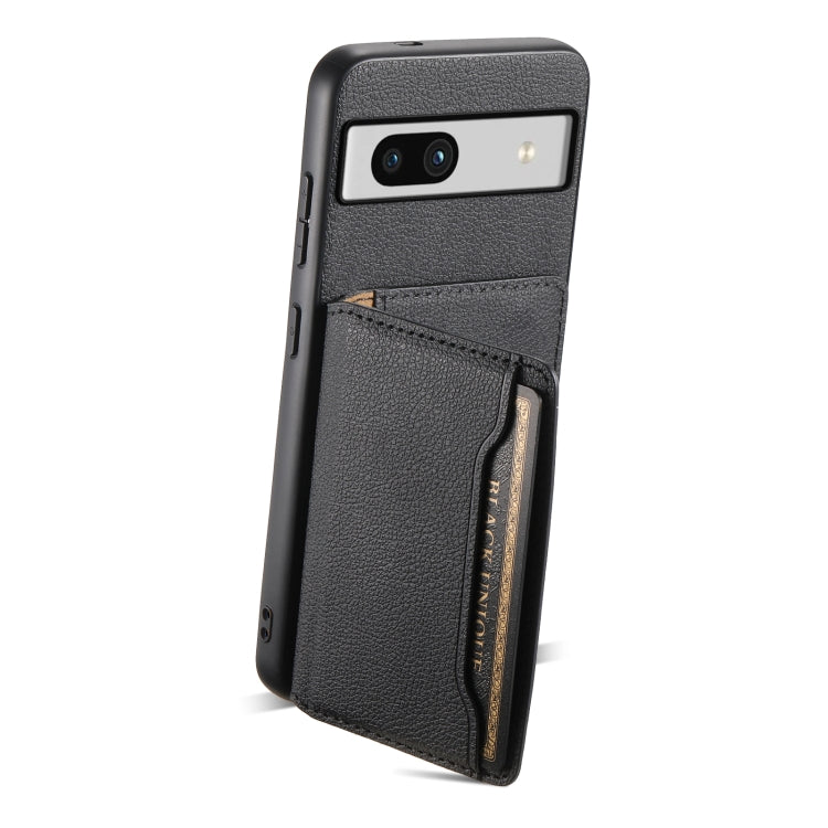 For Google Pixel 7a Calf Texture Card Bag Design Full Coverage Phone Case(Black)