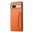 For Google Pixel 7a Calf Texture Card Bag Design Full Coverage Phone Case(Orange) - Google Cases by PMC TechLife | Online Shopping South Africa | PMC TechLife | Buy Now Pay Later Mobicred