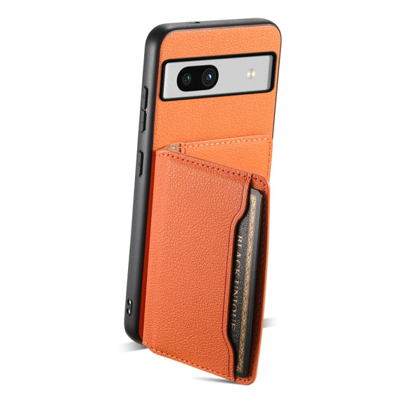 For Google Pixel 7a Calf Texture Card Bag Design Full Coverage Phone Case(Orange)
