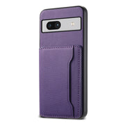 For Google Pixel 7a Calf Texture Card Bag Design Full Coverage Phone Case(Purple)