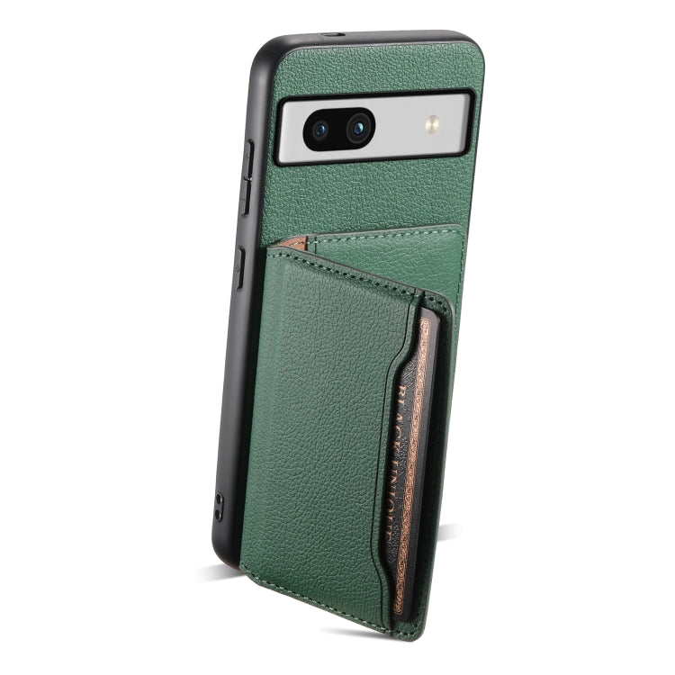 For Google Pixel 7a Calf Texture Card Bag Design Full Coverage Phone Case(Green)