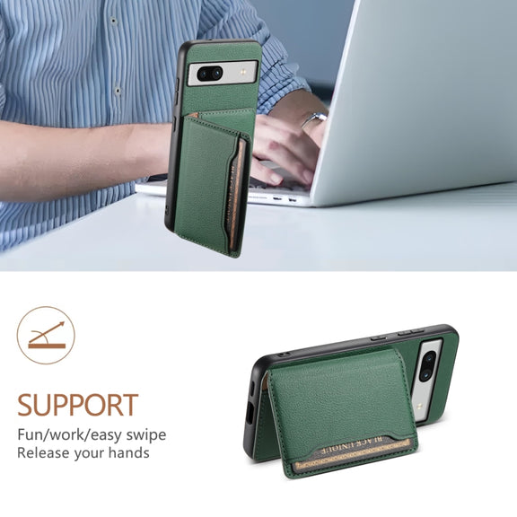 For Google Pixel 7a Calf Texture Card Bag Design Full Coverage Phone Case(Green)