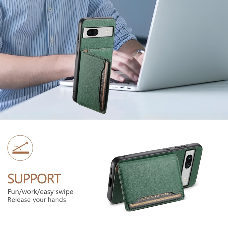 For Google Pixel 7a Calf Texture Card Bag Design Full Coverage Phone Case(Green)