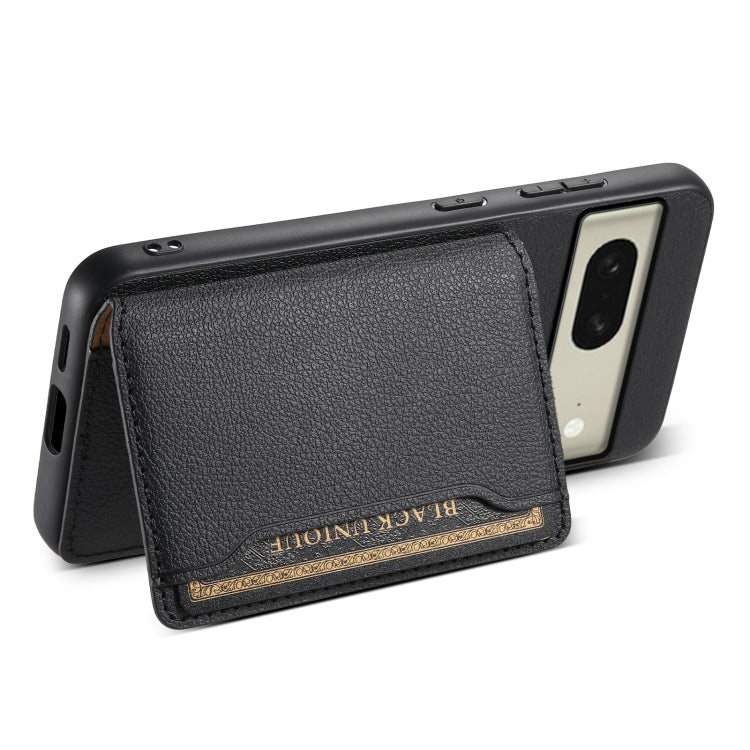 For Google Pixel 8 Calf Texture Card Bag Design Full Coverage Phone Case(Black)