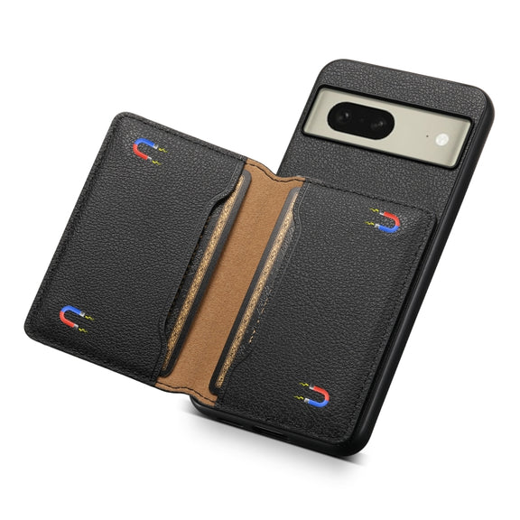 For Google Pixel 8 Calf Texture Card Bag Design Full Coverage Phone Case(Black)