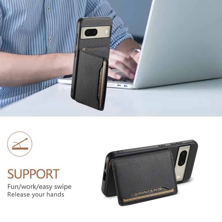 For Google Pixel 8 Calf Texture Card Bag Design Full Coverage Phone Case(Black)
