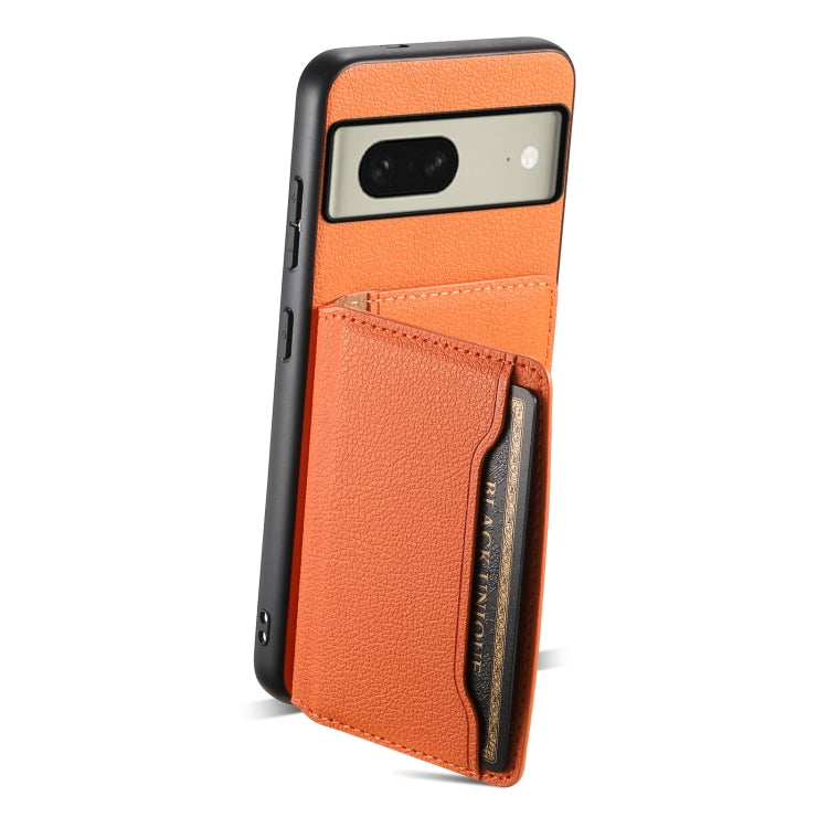 For Google Pixel 8 Calf Texture Card Bag Design Full Coverage Phone Case(Orange)