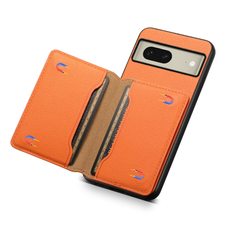 For Google Pixel 8 Calf Texture Card Bag Design Full Coverage Phone Case(Orange)