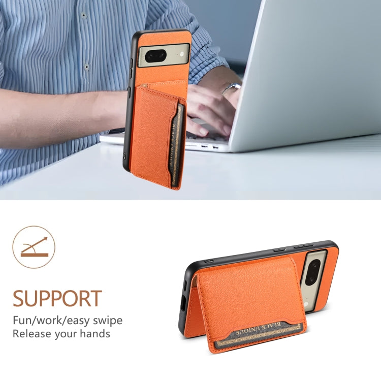 For Google Pixel 8 Calf Texture Card Bag Design Full Coverage Phone Case(Orange)