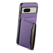 For Google Pixel 8 Calf Texture Card Bag Design Full Coverage Phone Case(Purple)