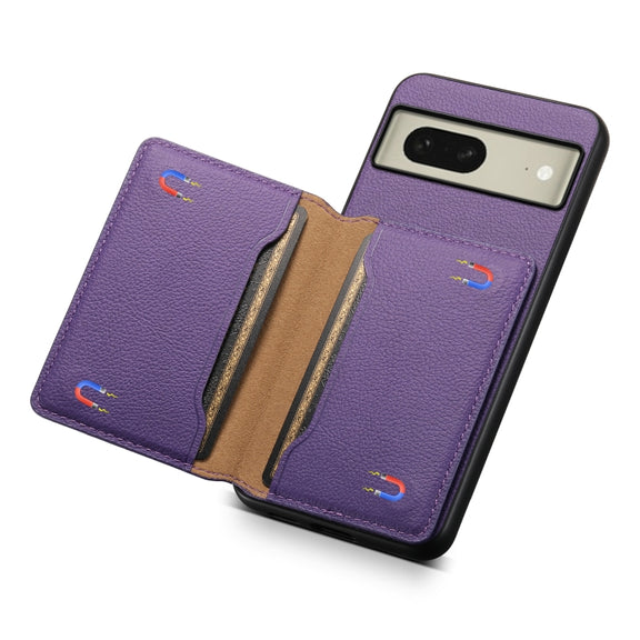 For Google Pixel 8 Calf Texture Card Bag Design Full Coverage Phone Case(Purple)