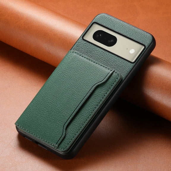 For Google Pixel 8 Calf Texture Card Bag Design Full Coverage Phone Case(Green)