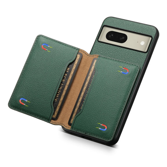 For Google Pixel 8 Calf Texture Card Bag Design Full Coverage Phone Case(Green)