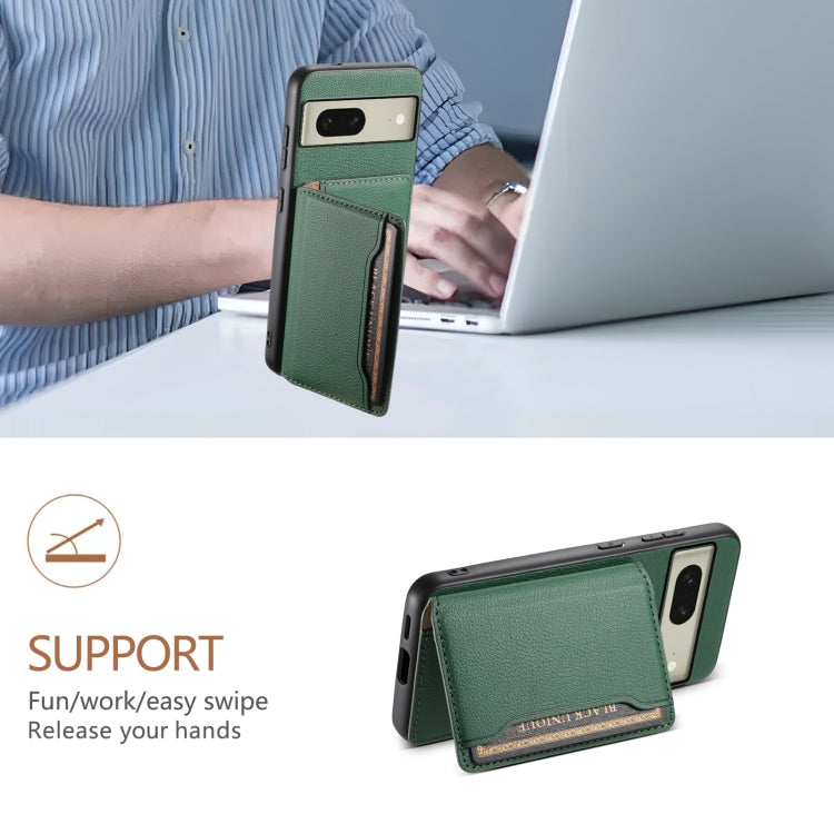 For Google Pixel 8 Calf Texture Card Bag Design Full Coverage Phone Case(Green)